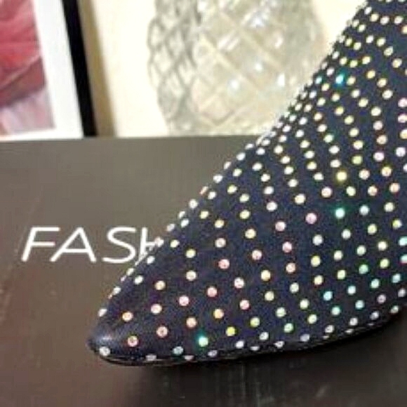 Fashion Nova Rhinestone Booties w/ Clear Heel (Color Available: Black) - Picture 11 of 16